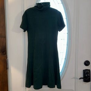 FOREVER 21 Vintage Style 90s Mock Neck Short Sleeve Green Dress Womens Size S